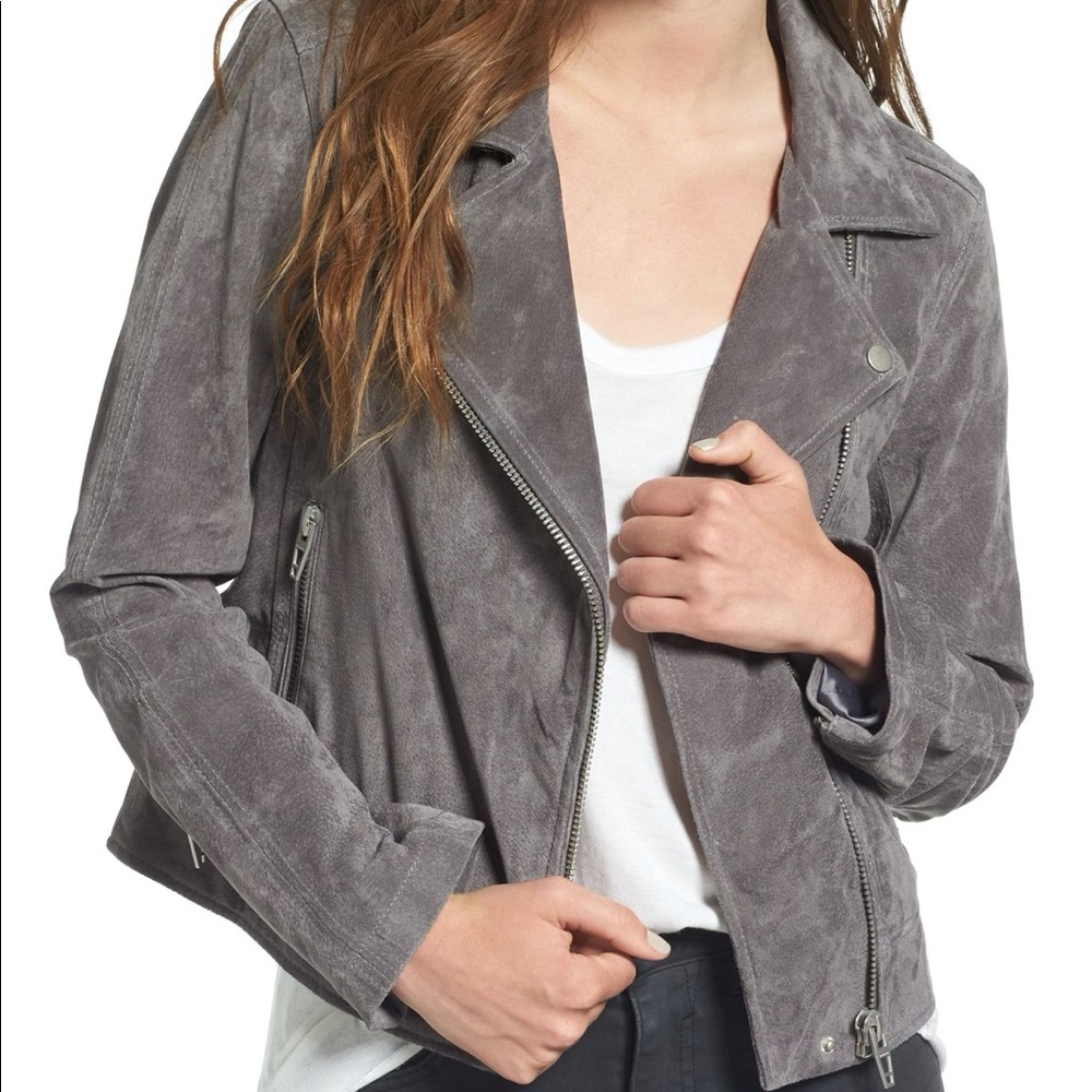 BLANK NYC Grey Suede Moto Jacket, S
